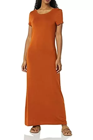 Amazon Essentials Donna Vestiti lunghi - Vestito Molto Lungo a Maniche Corte Donna, Terracotta, XL
