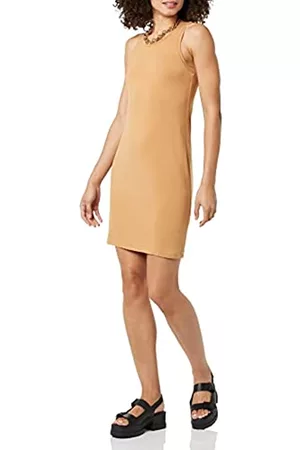Daily Ritual Donna Vestiti attillati - Amazon Brand - Mini Abito da Donna, in Jersey, vestibilità Aderente, Colore: Cammello