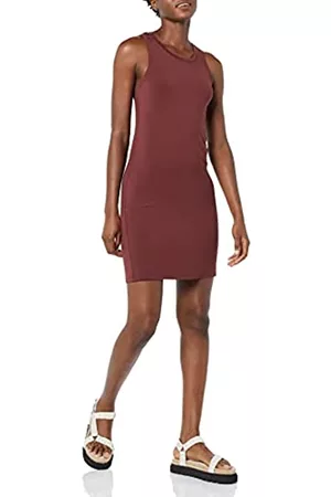 Daily Ritual Donna Vestiti attillati - Amazon Brand - Mini Abito da Donna, in Jersey Leggero, vestibilità Aderente, Colore: Marrone Castagno