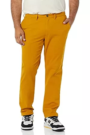 Amazon Pantaloni Kaki Elasticizzati Casual Skinny Uomo, Noce Moscata, 34W / 32L