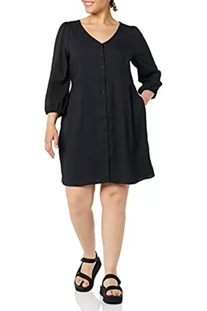 Goodthreads Georgette Kleid mit 3/4-Ärmeln und Knopfleiste Abito, , M