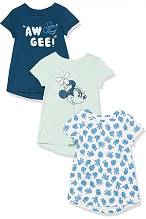 Disney x Amazon Essentials T-shirt a maniche corte - Disney Star Wars Marvel Short-Sleeve Tunic T-Shirts T-Shirt, Confezione da 3 Minnie AW Gee, 6-7 Anni