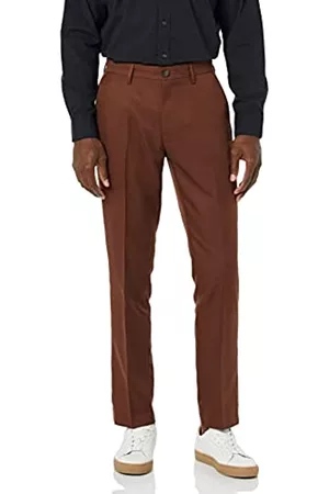 Amazon Pantaloni da Abito Senza Pinces Slim Uomo, Scuro, 29W / 32L