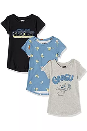 Amazon Disney Marvel Short-Sleeve Tunic T-Shirts T-Shirt, Confezione da 3 Star Wars Grogu e Amici, 10 Anni, Pacco da 3