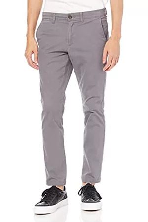 Amazon Uomo Pantaloni slim & skinny - Pantaloni Kaki Elasticizzati Casual Skinny Uomo, Scuro, 31W / 34L