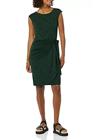 Amazon Cap Sleeve Bateau Neck Wrap Dress Vestito, Scuro, Animalier, S