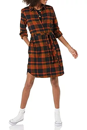 Goodthreads Donna Vestiti casual - Brushed Flannel Shirt Dress Vestito, , Tartan, L