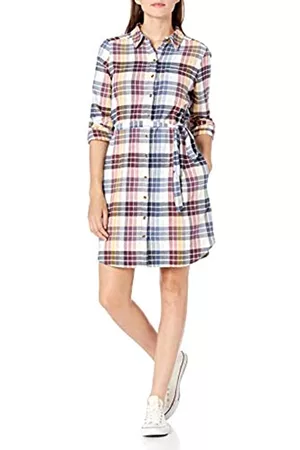 Goodthreads Chemisier in Flanella Spazzolata con Cintura vestibilità Comoda Donna, A più Colori/Motivo Scozzese, S