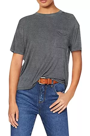 Amazon Donna T-shirt a maniche corte - T-Shirt con Tasca Girocollo a Maniche Corte con vestibilità Comoda in Jersey Donna, Carbone Puntinato, XS