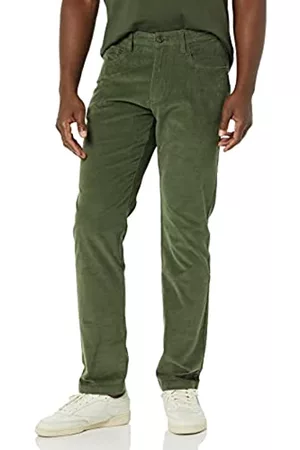Goodthreads Pantaloni in Velluto a Coste Elasticizzati Comodi con 5 Tasche Slim Uomo, Verde Scuro, 28W / 29L