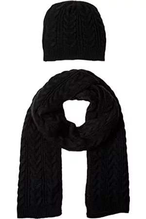 Amazon Cable Knit Hat And Scarf Set Cappello, Nero
