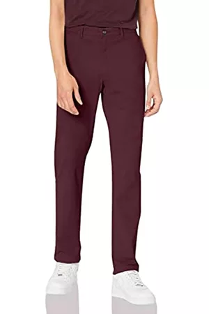 Amazon Pantaloni Kaki Elasticizzati Casual Slim Uomo, Bordeaux, 32W / 30L