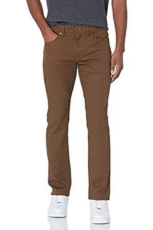 Amazon Pantaloni in Twill Elasticizzati con 5 Tasche Slim Uomo, Marrone, 32W / 34L