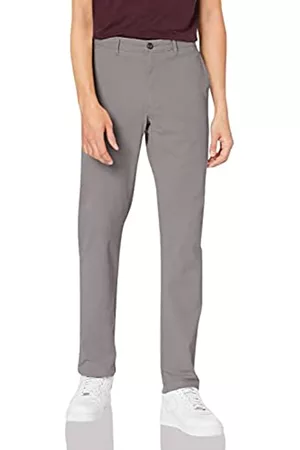 Amazon Pantaloni Kaki Elasticizzati Casual Slim Uomo, Grigio Scuro, 31W / 30L