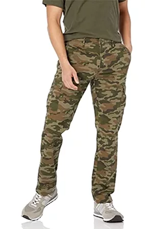 Amazon Uomo Pantaloni cargo - Pantaloni Cargo Elasticizzati Slim Uomo, Verde, Mimetica, 38W / 34L