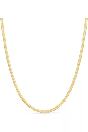 Amazon Donna Collane - Catena a Spina di Pesce placcata in Oro 14 carati, 45,7 cm, Oro Giallo
