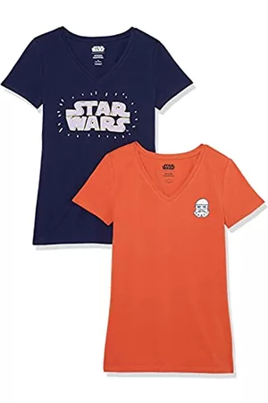 Amazon Disney | Marvel Princess T-Shirt con Scollo a v a Maniche Corte Donna, Pacco da 2, Logo Star Wars, L