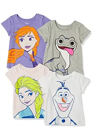 Amazon Disney | Marvel | Star Wars Princess T-Shirt a Maniche Corte Bambine e Ragazze 2T, Pacco da 4, Frozen 2 Elsa, 2 Anni