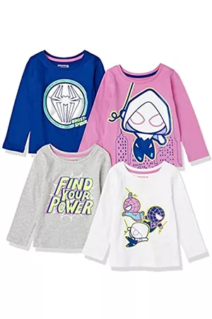 Amazon Bambina T-shirt a maniche lunghe - Disney Star Wars | Frozen | Princess T-Shirt a Maniche Lunghe Bambine e Ragazze Small, Pacco da 4, Ragno Fantasma Marvel, 6-7 Anni