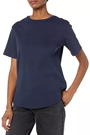 Amazon Aware Donna T-shirt a maniche corte - Maglietta a tunica a maniche corte in cotone biologico dalla vestibilità comoda Donna, Blu Marino, 4XL Plus