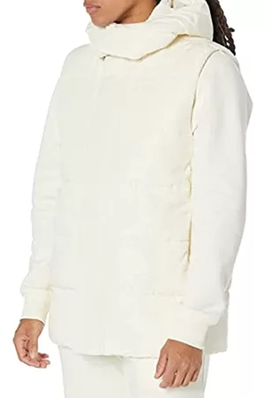 Amazon Aware Uomo Gilet - Gilet Imbottito con Cappuccio Idrorepellente in Poliestere Riciclato dalla vestibilità Comoda Uomo, Avorio, XS