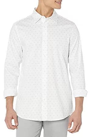 Amazon Uomo Camicie eleganti - Camicia Elegante Elasticizzata a Manica Lunga vestibilità Regolare Uomo, Blu Marino, A Losanghe, XL