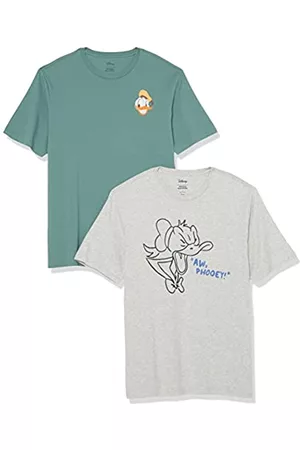 Amazon Uomo Polo - Crewneck T-Shirts T-Shirt Girocollo Regular Fit, Donald e Gli Amici, M, Pacco da 2