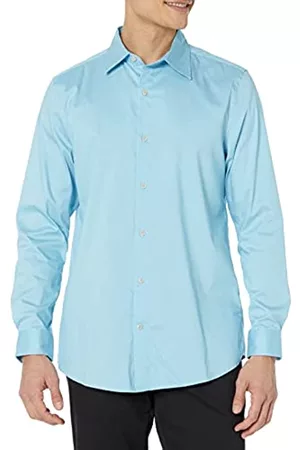 Amazon Uomo Camicie eleganti - Camicia Elegante Elasticizzata a Manica Lunga vestibilità Regolare Uomo, Azzurro, XXL