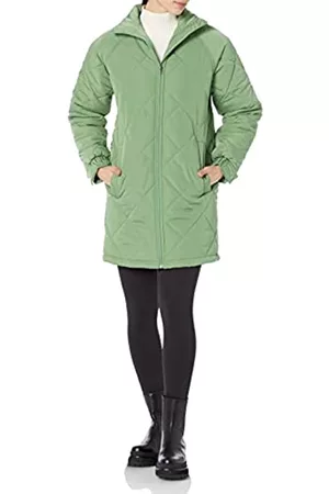 Amazon Aware Donna Piumini - Cappotto di piumino di media lunghezza in poliestere riciclato dalla vestibilità comoda Donna, Verde Salvia, 4XL Plus