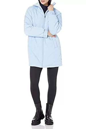 Amazon Aware Donna Piumini - Cappotto di piumino di media lunghezza in poliestere riciclato dalla vestibilità comoda Donna, Blu Chiaro, 6XL Plus