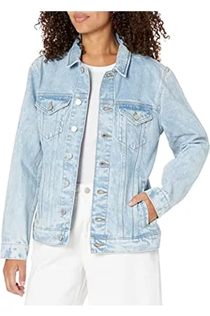 THE DROP Donna Giacche di jeans - Giacca di jeans allungata Zain, da donna, indaco chiaro, S
