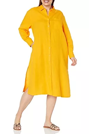 THE DROP Donna Vestiti midi - Fiona Relaxed Linen Midi Shirt Dress da Donna, Mango, XL