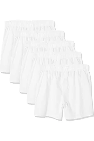 Amazon Uomo Boxer shorts aderenti - Woven Cotton Short Boxer in Cotone Intrecciato, Bianco, XL, Pacco da 5