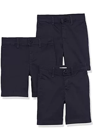 Amazon Bambini Pantaloncini - Bermuda Senza Pence in Tessuto Stile Uniforme Bambini e Ragazzi, Pacco da 3, Blu Marino, 2 Anni