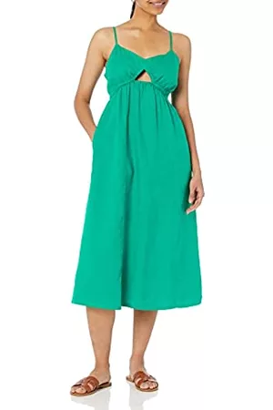 THE DROP Donna Vestiti midi - Maci Strappy V-neck Cut-out Smocked Back Midi Dress da Donna, Verde Ultramarino, S