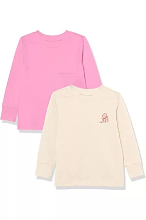 Amazon Polo - Maglia a Maniche Lunghe con Polsini a Costine Unisex Bambini e Ragazzi, Pacco da 2, Porpora Malva Jellyfish, 8 Anni