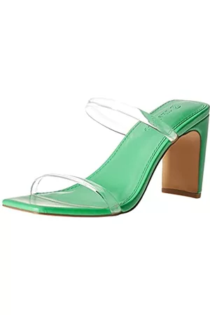 THE DROP Donna Sandali anni '90 - Avery Square Toe Two Strap High Heeled Sandal da Donna, Verde Trasparente, 44