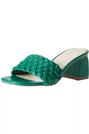 THE DROP Donna Scarpe con i tacchi - Paisley Woven Square Toe Block Heel Sandal da Donna, Verde Ultramarino, 44