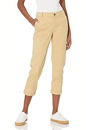 Amazon Pantaloni Kaki Aderenti A Vita Medio Alta Con Gamba Affusolata (Disponibili In Taglie Forti) Donna, , 48