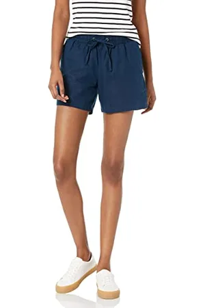 Amazon Pantaloncini in Misto Lino con Coulisse e Interno Gamba da 12,7 cm (Disponibili in Taglie Forti) Donna, , L