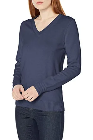Amazon Maglione con Scollo a v a Maniche Lunghe 100% Cotone Donna, , S