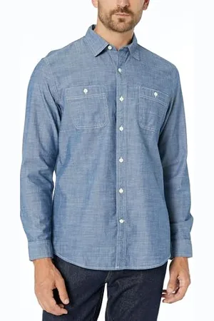 Amazon Camicia in Chambray a Maniche Lunghe Regular Fit Uomo, , XL