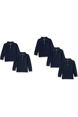 Amazon Polo in Filato piqué a Maniche Lunghe Bambini e Ragazzi, Pacco da 5, , 2 Anni