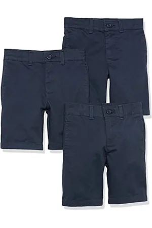 Amazon Bermuda Senza Pence in Tessuto Uniforme (Resistenti alle Pieghe) Bambini e Ragazzi, Pacco da 3, , 5 Anni