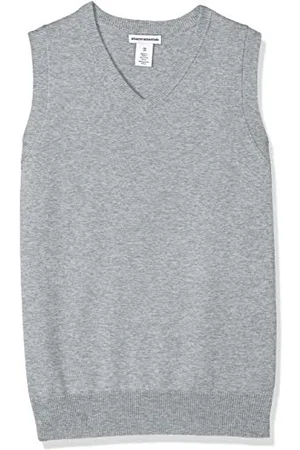 Amazon Maglione Smanicato con Scollo a v in Cotone in Stile Uniforme Bambini e Ragazzi, , 6-7 Anni
