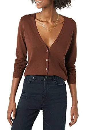 Amazon Cardigan Leggero Girocollo (Disponibile in Taglie Forti) Donna, , XL