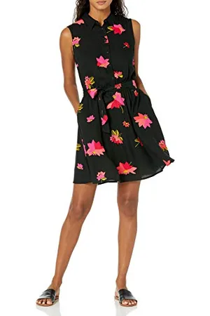 Amazon Abito Chemisier Senza Maniche in Tessuto dalla vestibilità Comoda Donna, , S