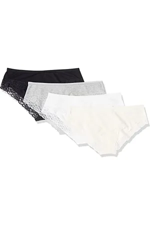 Amazon Intimo Hipster in Cotone e Pizzo Donna, Pacco da 4, , 44