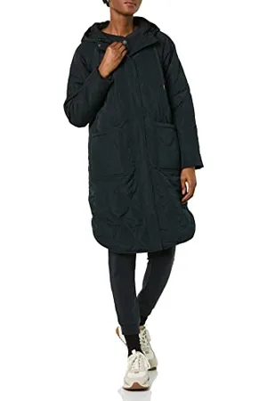 Amazon Giubbotto con Cappuccio Impermeabile Trapuntato di Media Lunghezza (Disponibile in Taglie Forti) (precedentemente Amazon Aware) Donna, , XXS