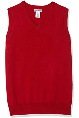 Amazon Maglione Smanicato con Scollo a v in Cotone in Stile Uniforme Bambini e Ragazzi, , 8 Anni